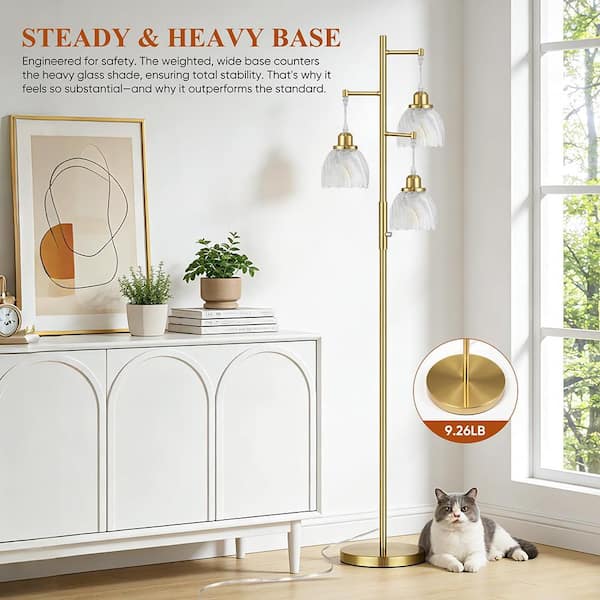 66 in. Clear 3-Light Smart Dimmable Vintage Tree Standing Column