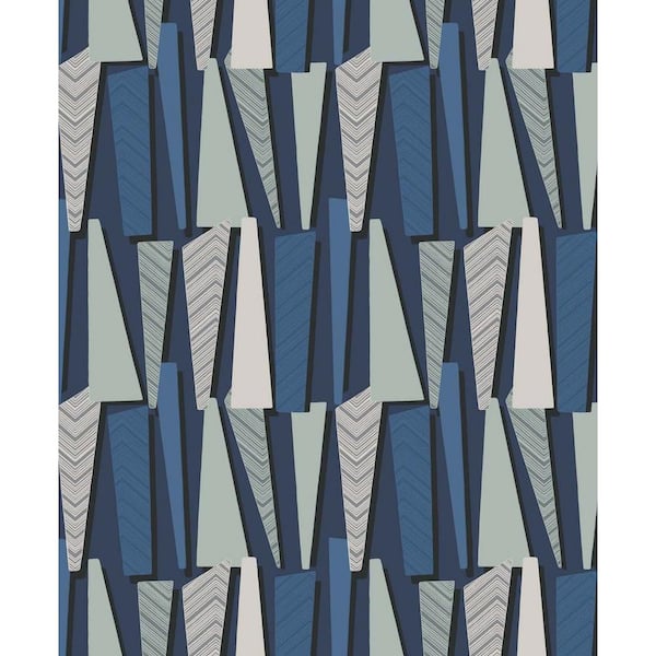 Seabrook Designs Denim Geometric Shadows Nonwoven Paper Non-Pasted Wallpaper Roll (Covers 57.5 sq. ft.)