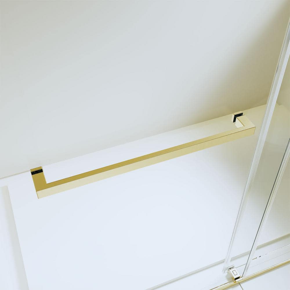 Brushed Gold Frameless Double Sliding Shower Door with Clear Tempered Glass