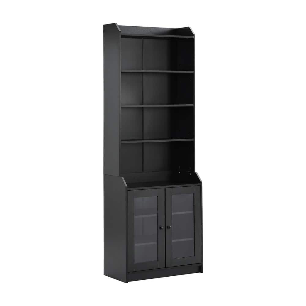 27.5 in. W x 14.1 in. D x 78.3 in. H Black Wood Linen Cabinet with 4 Adjust