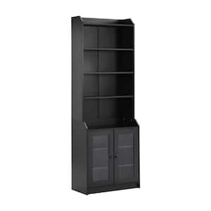 27.5 in. W x 14.1 in. D x 78.3 in. H Black Wood Linen Cabinet with 4 Adjustable Shelves and Acrylic Doors