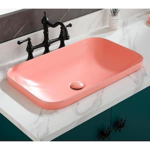 24 in. Above Counter Ceramic Bathroom Sink in Pink