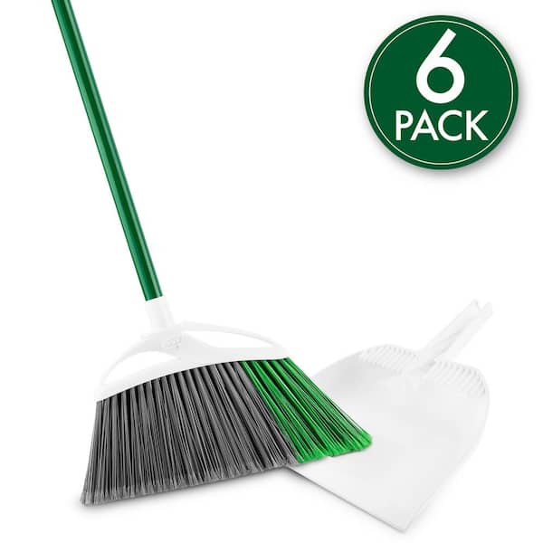 15 in. Extra-Large Precision Angle Broom and Dustpan Set with Steel Handle (6-Pack)