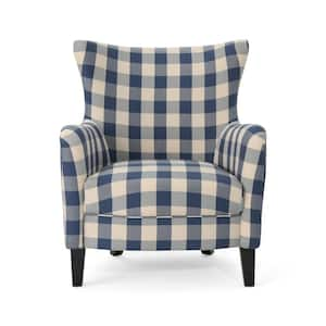 blue plaid accent chair