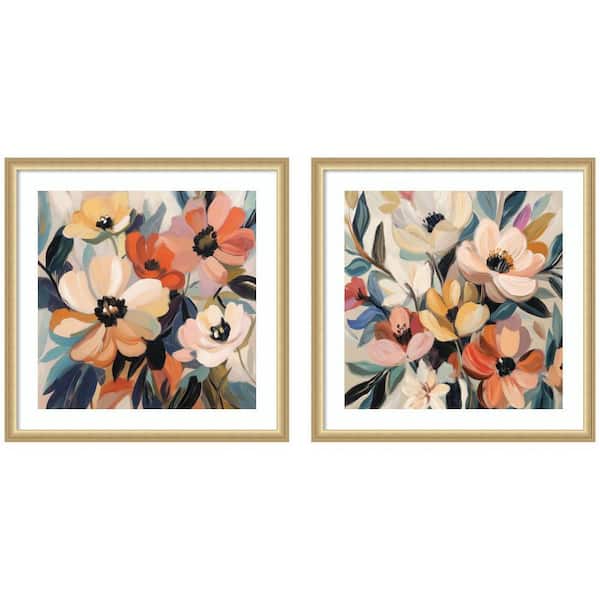 2-Piece Sylvie "Garden Bloom Abstract" by The Creative Bunch Studio Abstract Framed Art Print Set 26 in. x 54 in.