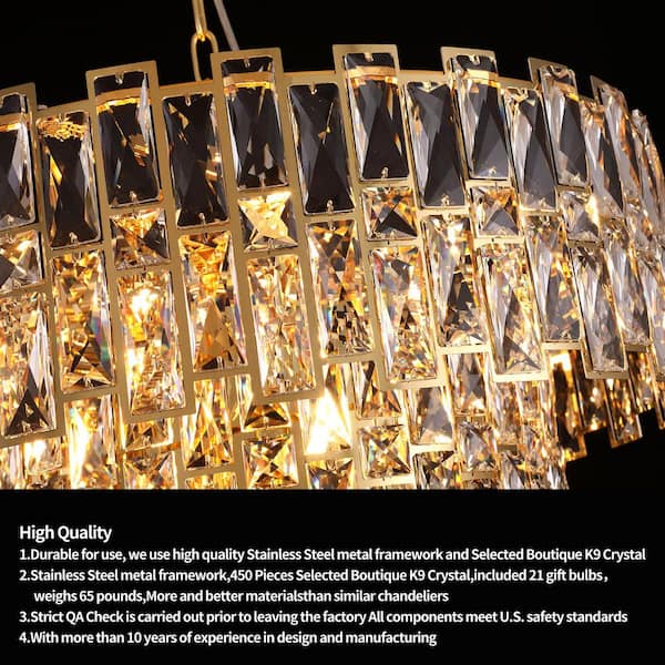 Jushua Modern 31.5 in. 21-Light Gold Luxury Crystal Chandelier