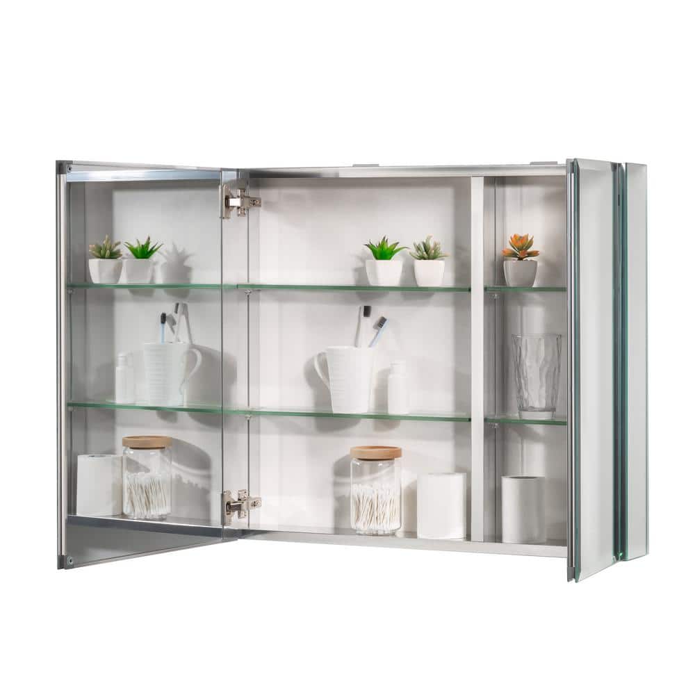 30 in. W x 26 in. H Large Rectangular Silver Aluminum Recessed/Surface Moun