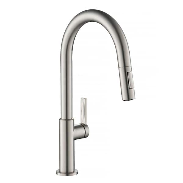 KRAUS Oletto Single-Handle Pull-Down Sprayer Kitchen Faucet In Spot ...