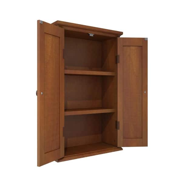 20 in. W x 30 in. H Brown Medicine Cabinet without Mirror with 2 Doors and Adjustable Shelves