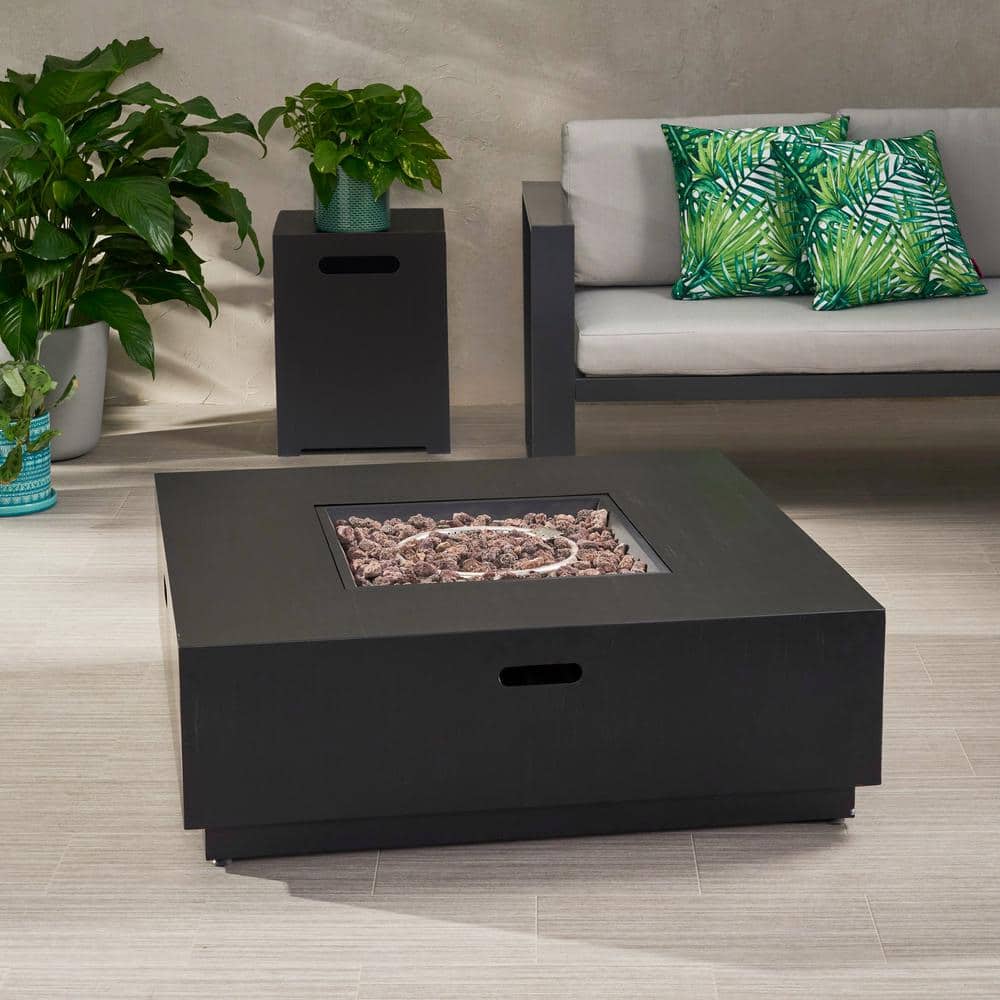 Gray Iron 40-Inch Square Gas Fire Pit Table