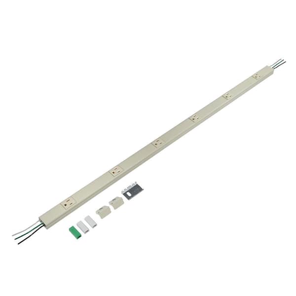 Wiremold Plugmold 3 ft. 6-Outlet Hardwire Electric Power Strip, Ivory