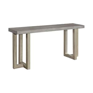 15.75 in. Gray Rectangle Wooden Console Table with Hand Applied Faux Concrete Finish