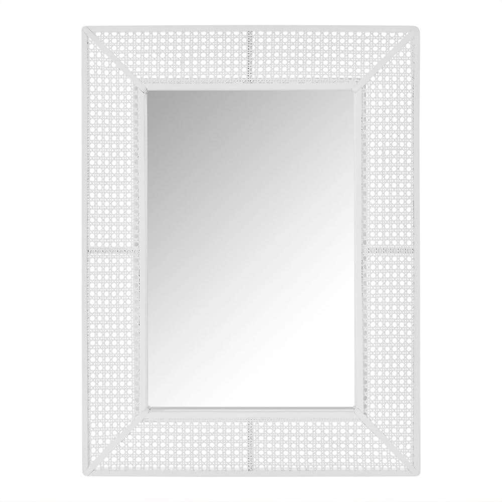 Home Decorators Collection Medium Rectangle White Rattan and Cane Mirror (24 in. W x 32 in. H