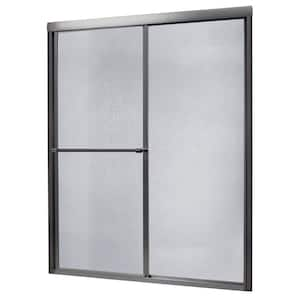 Tides 56 in. to 60 in. x 70 in. H Framed Sliding Shower Door in Brushed Nickel and Rain Glass