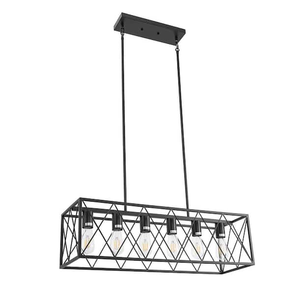 YANSUN 6-Light Brown/Oil Rubbed Bronze Chandelier, Modern