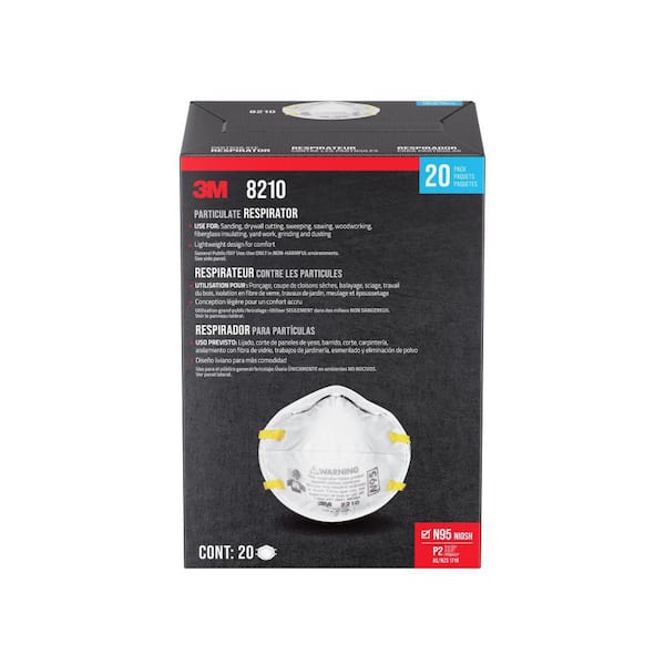 8210 N95 Particulate Disposable Respirator, Use for Sanding, Woodworking, Yard Work, and Dust Reduction, 20 Pack