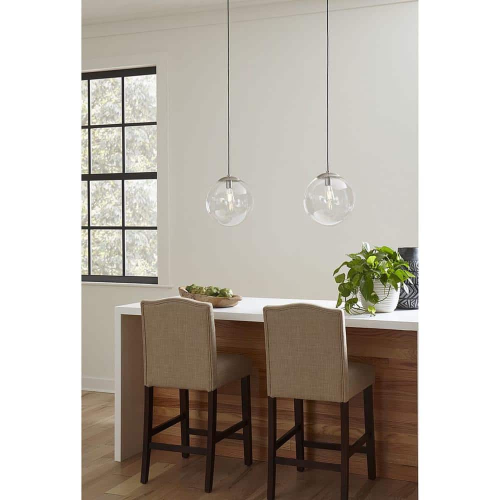 Brushed Nickel 10" Globe Pendant Light with Clear Glass Shade