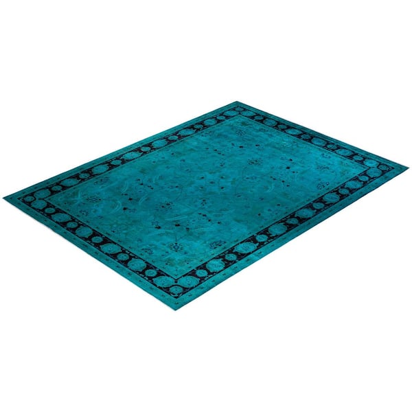 Overdyed Green 10 ft. 1 in. x 13 ft. 8 in. Wool Indoor Area Rug