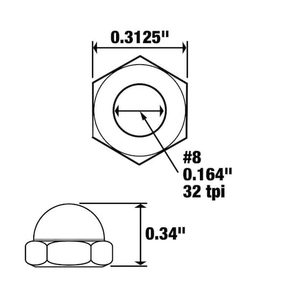 Everbilt #8-32 Nickel Plated Cap Nut (50-Pack) 807402 - The Home Depot