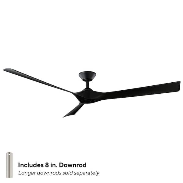 Torque 70 in. Smart Indoor Outdoor 3-Blade Ceiling Fan Matte Black with Remote Control