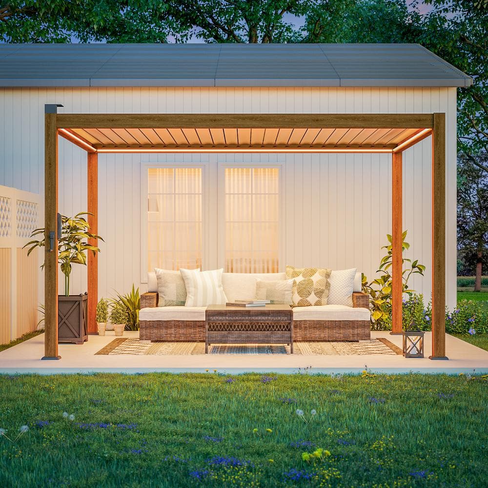 Sonkuki Nordica Series 10 ft. x 13 ft. Aluminum Louvered Pergola
