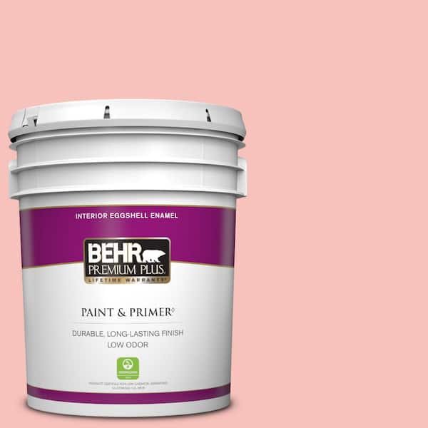 BEHR PREMIUM PLUS 5 gal. #160A-3 Pink Hydrangea Eggshell Enamel Low Odor Interior Paint & Primer