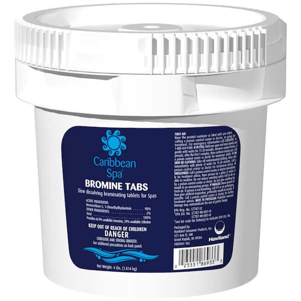 CARIBBEAN BLUE 4 Lbs. Slow Disolving Spa Chlorinating Bromine Tabs