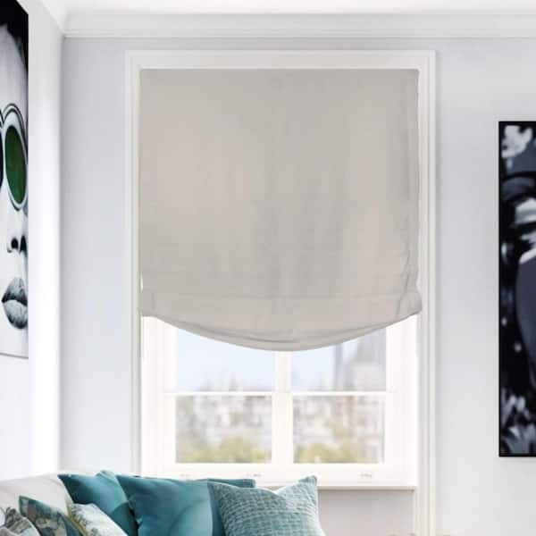 Chicology Light Gray Cordless Light Filtering Privacy Polyester Roman Shade 31 in. W x 64 in. L