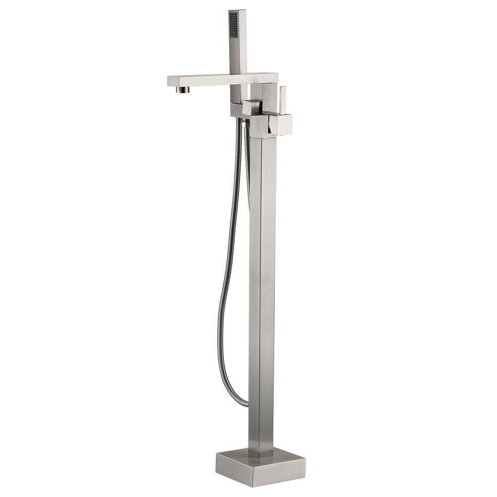 Single-Handle Claw Foot Freestanding Tub Faucet with Hand Shower in. Brushe