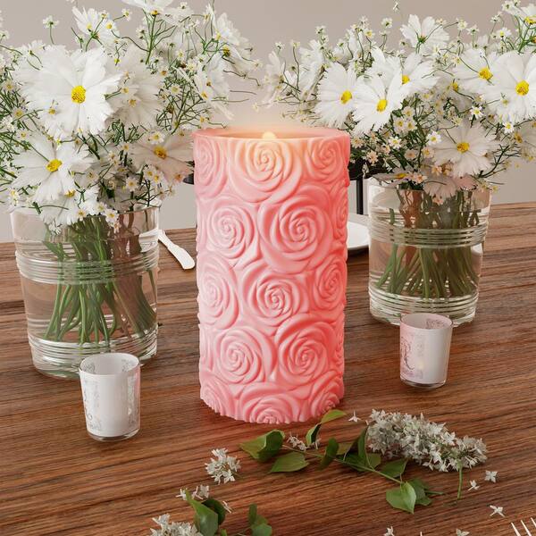 Set of 2 Pink Rose Balls Flameless LED Light Candles Remote Home Decor 3 AAA 