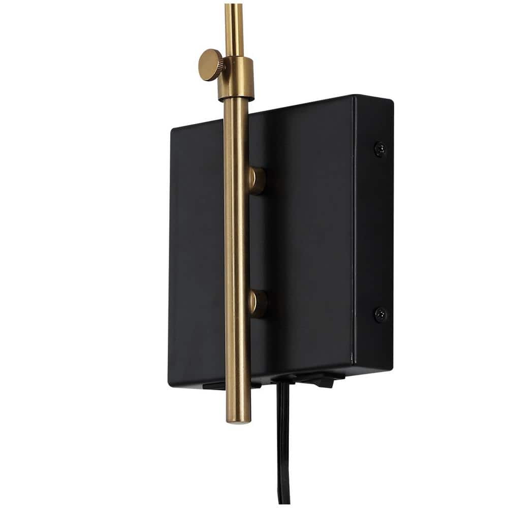 Max 20.5" Black and Brass Iron Swing Arm Wall Sconce