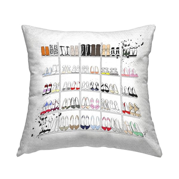 Stupell Industries Glam Fashion Stacked Shoes Multi-Color Square Outdoor Throw Pillow