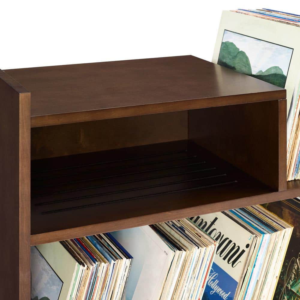 Portland Dark Brown MDF Turntable Stand with Cabinet