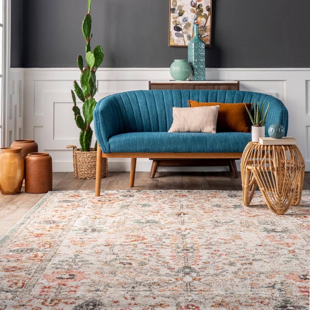 Lenore Vintage Multicolor Floral Easy-Care Area Rug