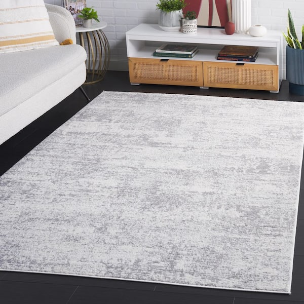 Amelia 7 ft. x 7 ft. Ivory/Light Gray Abstract Distressed square Area Rug