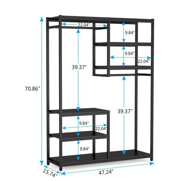 Tribesigns Cynthia Black Freestanding Closet Organizer Garment Rack with  Shelves and Hanging Rods FFHD-F1470 - The Home Depot