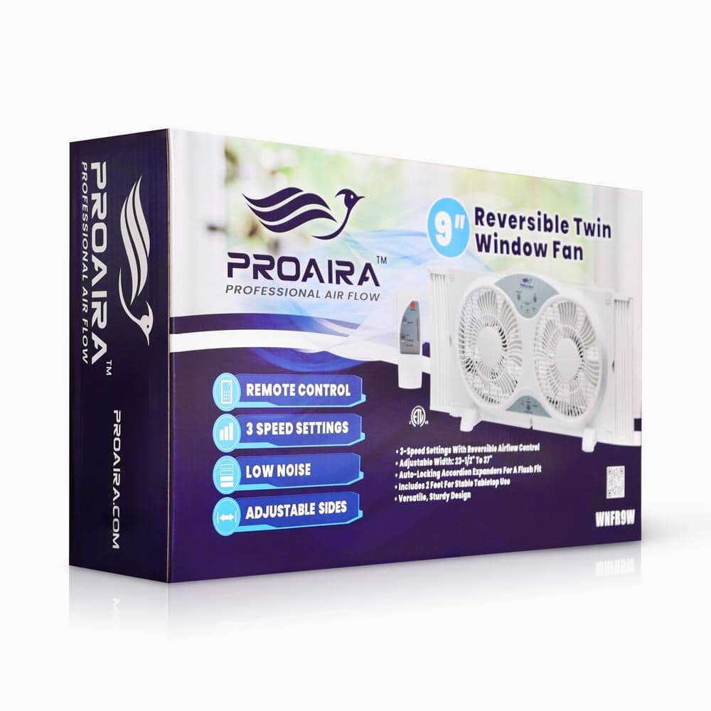 White Polycarbonate Dual Fan Reversible Window Fan with Remote Control