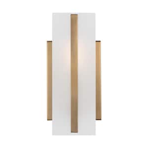 Dex 1-Light Satin Brass Wall Sconce with Satin Etched Glass Shade