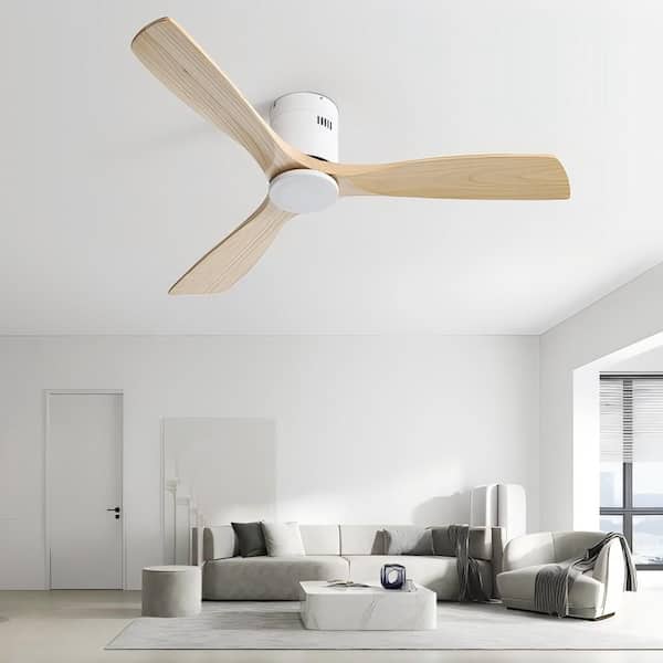 Byteany 52 in. Indoor White Ceiling Fan with 3 Wood Blades, 6