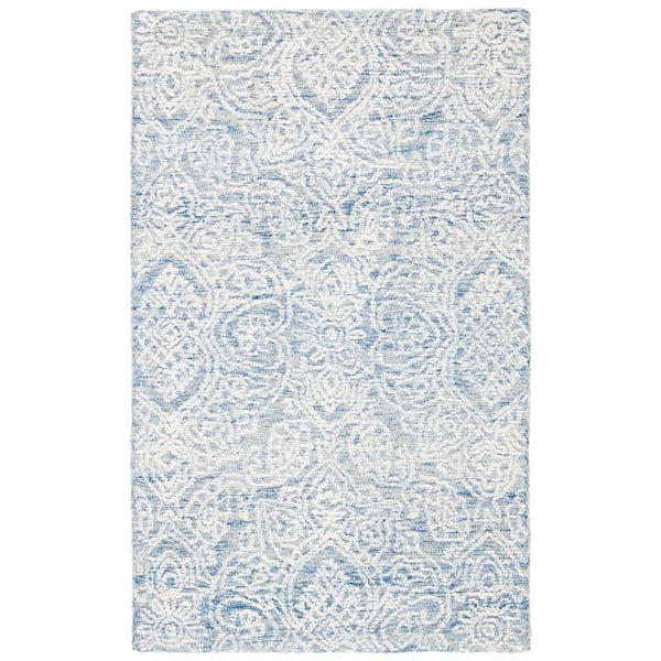 Metro 2 ft. x 4 ft. Blue/Ivory Floral Medallion Area Rug