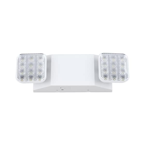 MEDINAH POWER LED Emergency Light with 2 Square Adjustable Flood Lamps, 90 Min Backup, Damp Rated, UL Listed, 120/277VAC, White