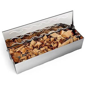 Stainless Steel Smoker Box V-shape Wood Chip with Hinged Lid