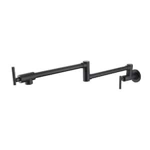 Wall Mounted Pot Filler with Double Handle in Matte Black