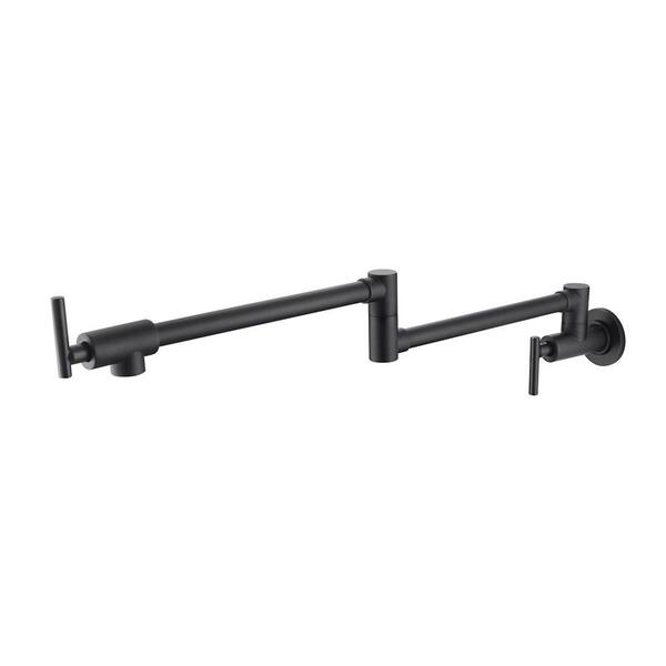 matrix decor Wall Mounted Pot Filler with Double Handle in Matte Black