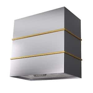 30 in. 600 CFM Ducted Wall Mount Range Hood with Push Control, LEDs and Charcoal Filter, in Stainless Steel with Gold