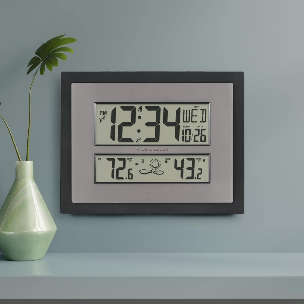 Black Atomic Digital Wall Clock with Large Display