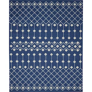 Grafix Navy 8 ft. x 10 ft. Moroccan Boho Area Rug