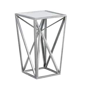 Maxx 12in. Silver Square Glass End Table