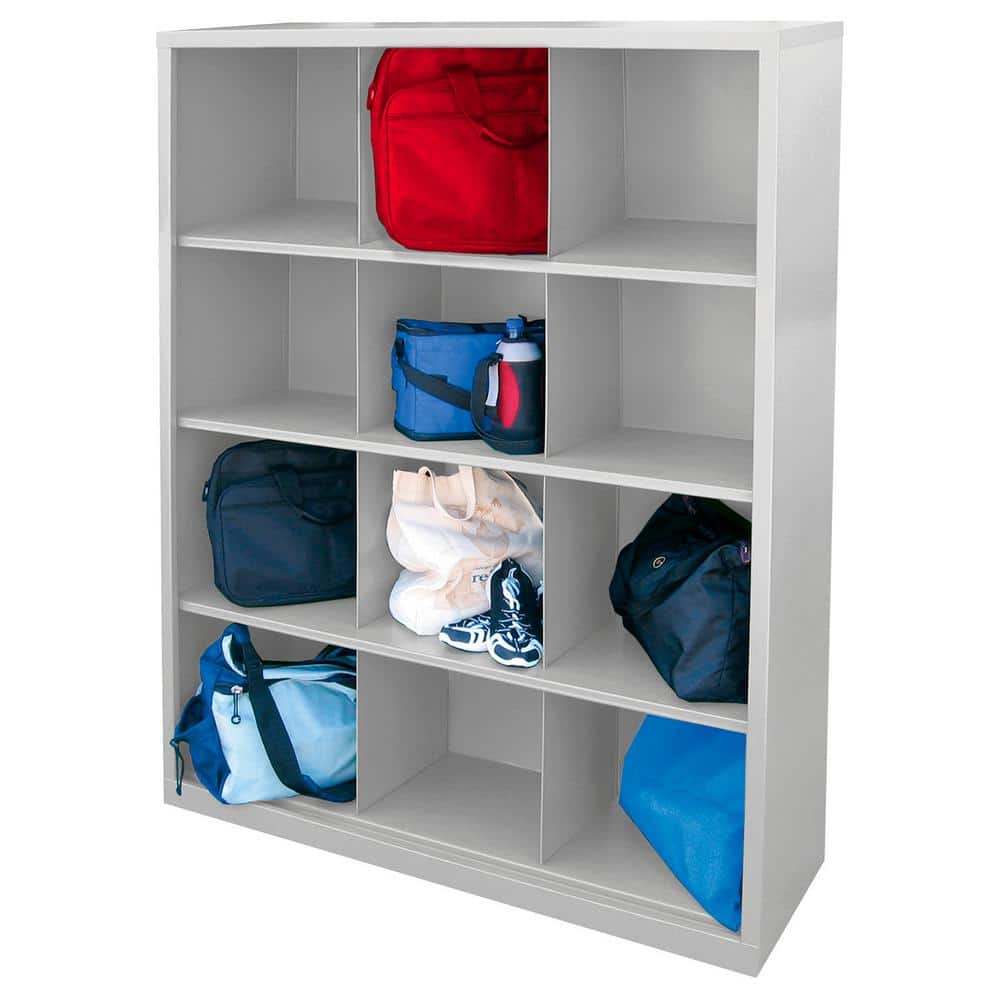 Adjustable Dove Gray Wooden 12-Compartment Storage Organizer