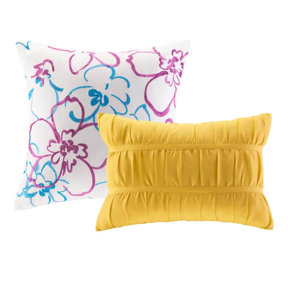 Full Blue Microfiber Down Alternative Floral Comforter Set